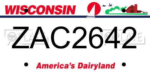ZAC2642 Wisconsin License Plate