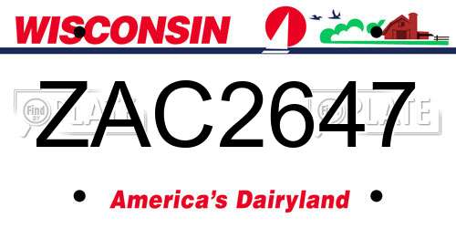 ZAC2647 Wisconsin License Plate