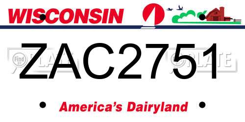 ZAC2751 Wisconsin License Plate