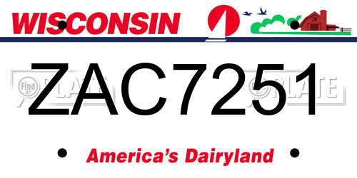 ZAC7251 Wisconsin License Plate