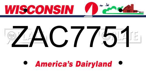 ZAC7751 Wisconsin License Plate