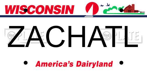 ZACHATL Wisconsin License Plate