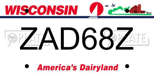 ZAD68Z Wisconsin License Plate