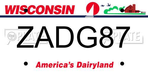 ZADG87 Wisconsin License Plate