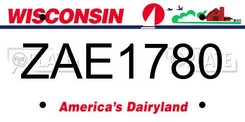 ZAE1780 Wisconsin License Plate