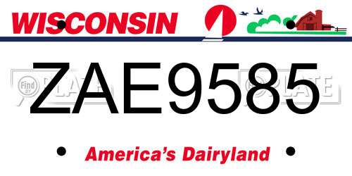 ZAE9585 Wisconsin License Plate