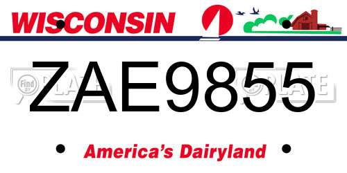 ZAE9855 Wisconsin License Plate