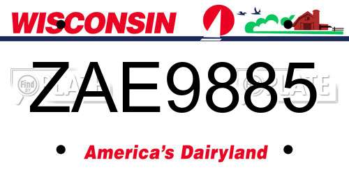ZAE9885 Wisconsin License Plate