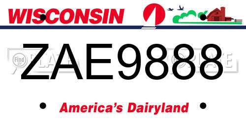 ZAE9888 Wisconsin License Plate