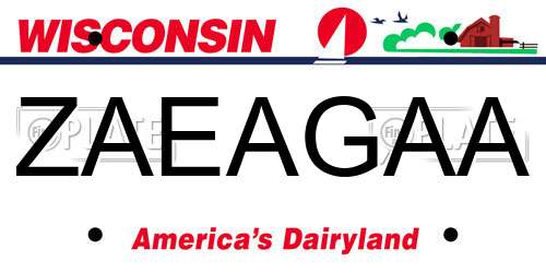 ZAEAGAA Wisconsin License Plate