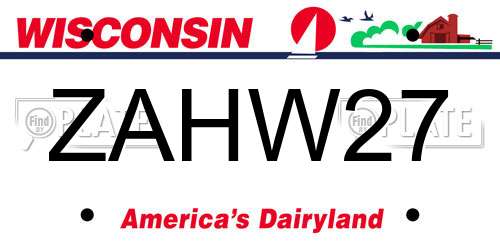 ZAHW27 Wisconsin License Plate