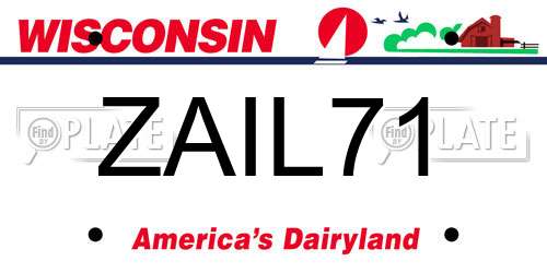 ZAIL71 Wisconsin License Plate