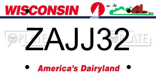 ZAJJ32 Wisconsin License Plate