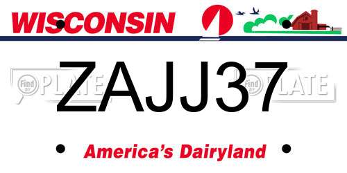ZAJJ37 Wisconsin License Plate