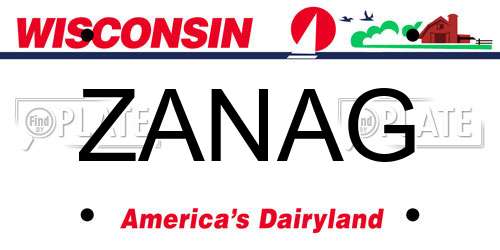 ZANAG Wisconsin License Plate
