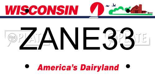 ZANE33 Wisconsin License Plate