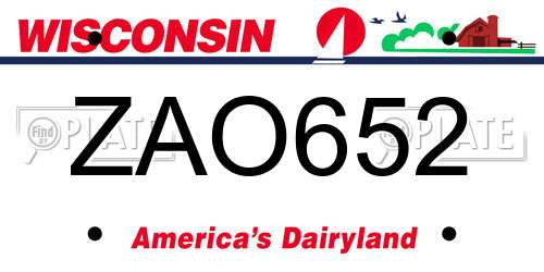 ZAO652 Wisconsin License Plate