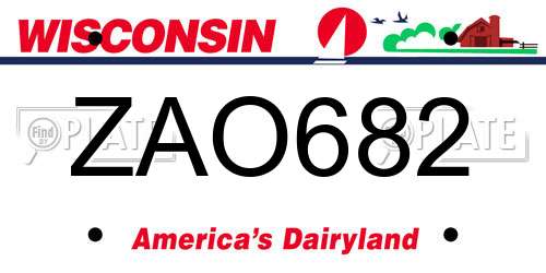 ZAO682 Wisconsin License Plate