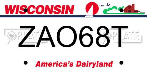 ZAO68T Wisconsin License Plate