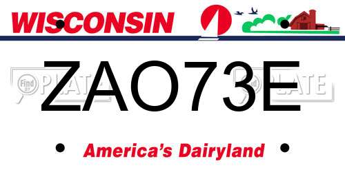 ZAO73E Wisconsin License Plate