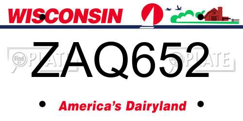 ZAQ652 Wisconsin License Plate