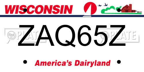 ZAQ65Z Wisconsin License Plate