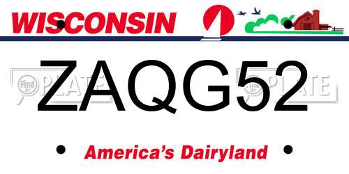 ZAQG52 Wisconsin License Plate