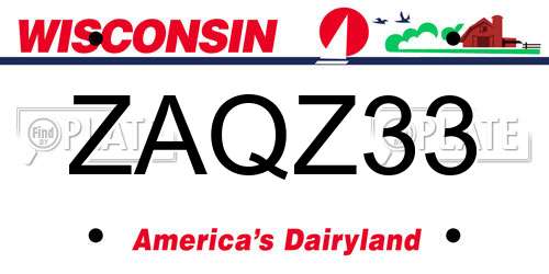 ZAQZ33 Wisconsin License Plate