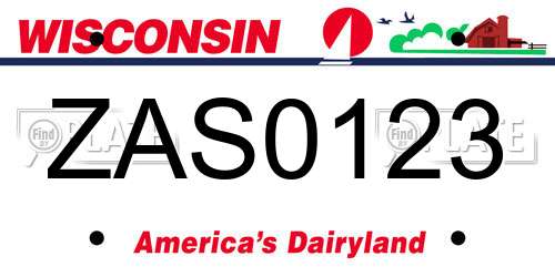 ZAS0123 Wisconsin License Plate
