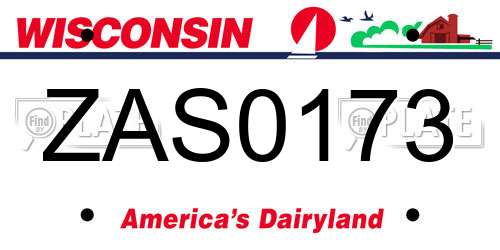 ZAS0173 Wisconsin License Plate