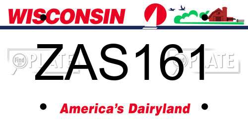 ZAS161 Wisconsin License Plate