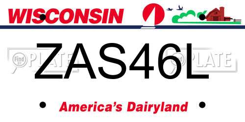 ZAS46L Wisconsin License Plate