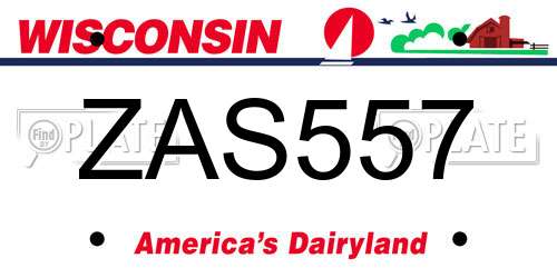 ZAS557 Wisconsin License Plate