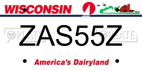 ZAS55Z Wisconsin License Plate