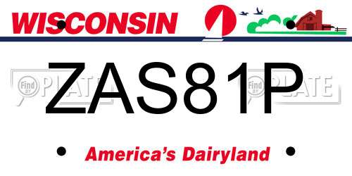 ZAS81P Wisconsin License Plate
