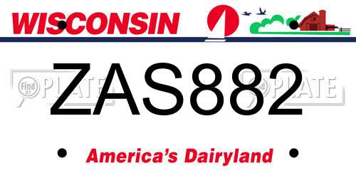 ZAS882 Wisconsin License Plate