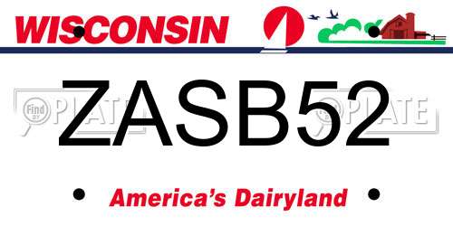 ZASB52 Wisconsin License Plate