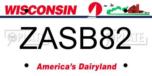ZASB82 Wisconsin License Plate