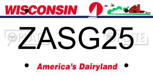 ZASG25 Wisconsin License Plate
