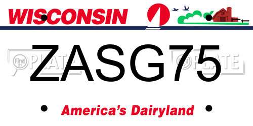 ZASG75 Wisconsin License Plate