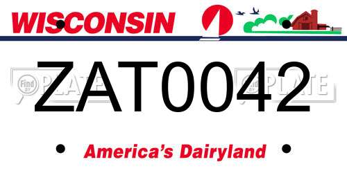 ZAT0042 Wisconsin License Plate