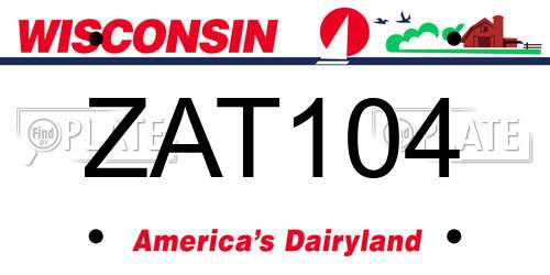 ZAT104 Wisconsin License Plate