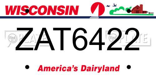 ZAT6422 Wisconsin License Plate