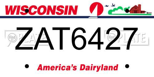 ZAT6427 Wisconsin License Plate