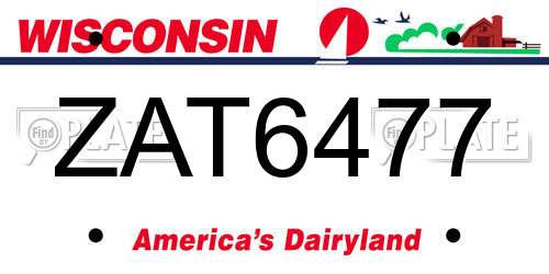 ZAT6477 Wisconsin License Plate