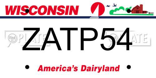 ZATP54 Wisconsin License Plate