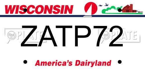ZATP72 Wisconsin License Plate