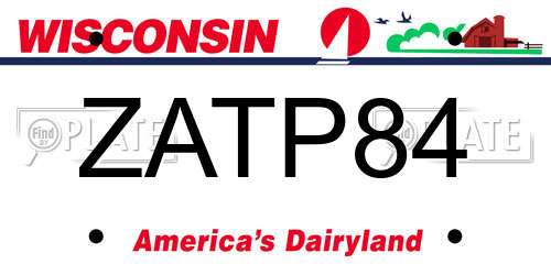 ZATP84 Wisconsin License Plate