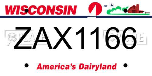 ZAX1166 Wisconsin License Plate