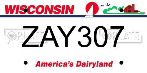 ZAY307 Wisconsin License Plate